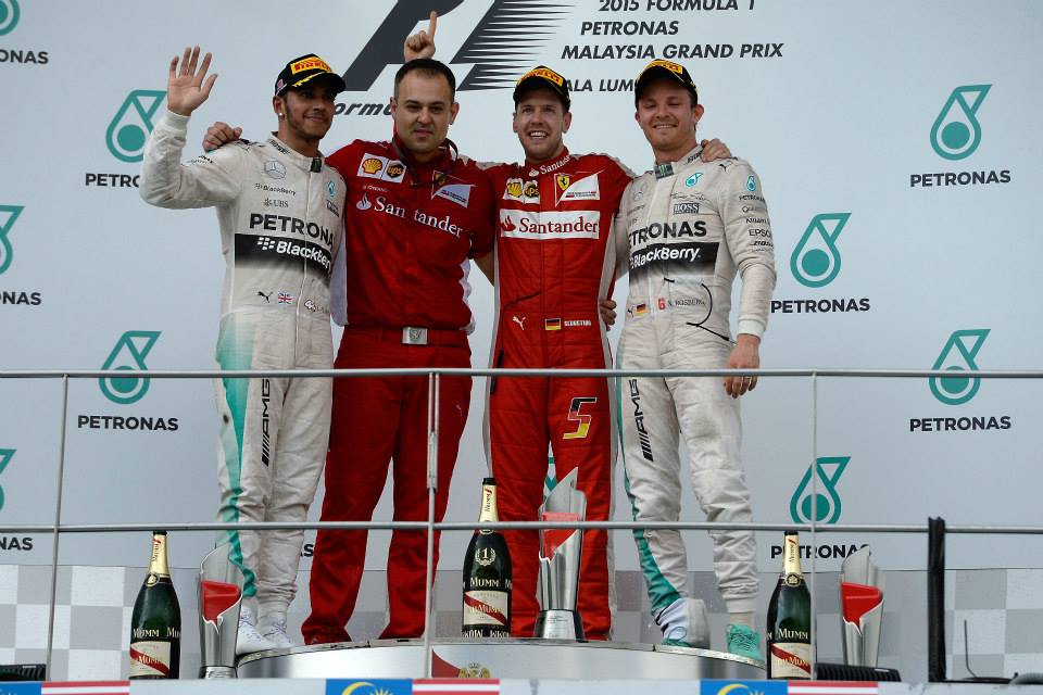 Podium Malaysia. Copyright: Ferrari