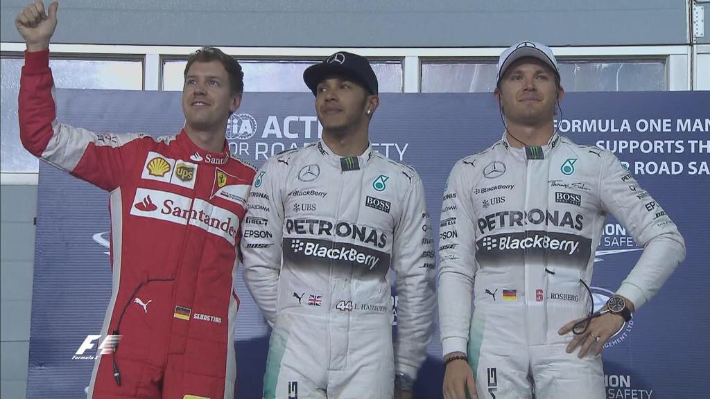 Vettel, Hamilton und Rosberg