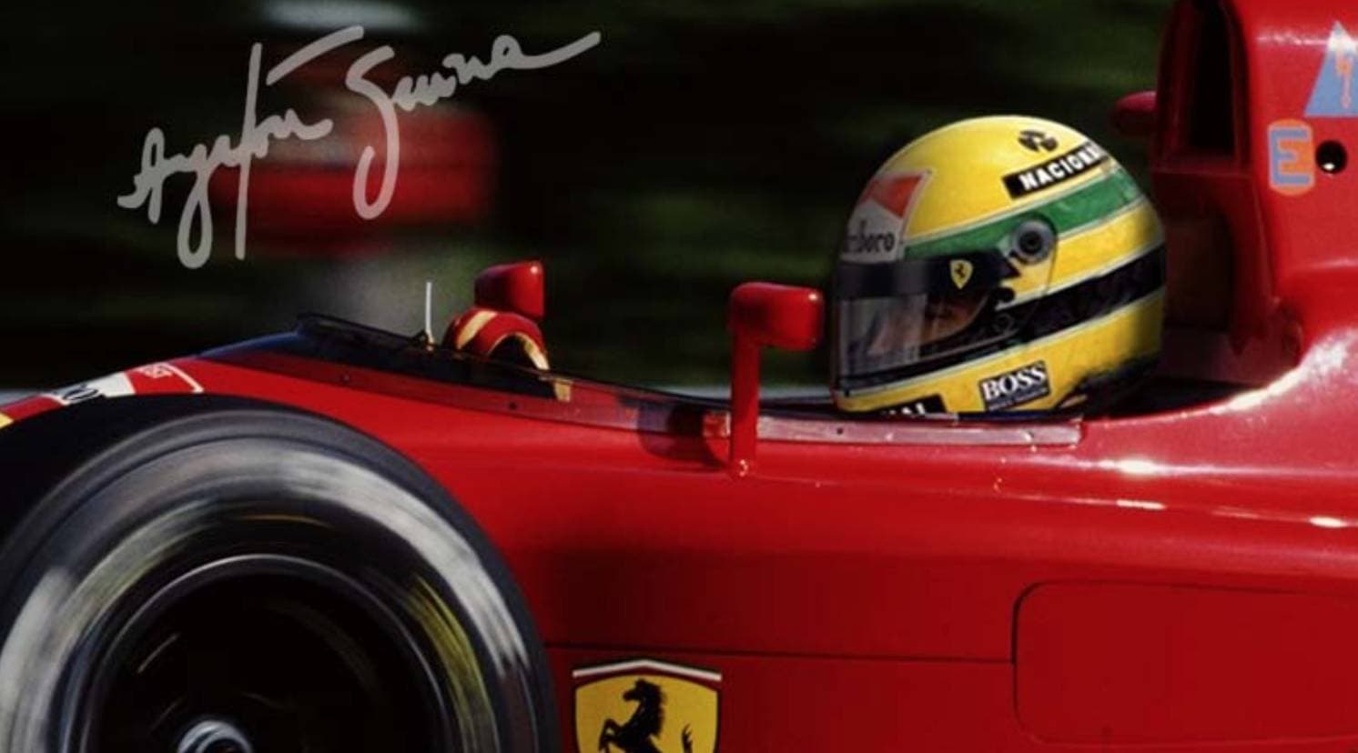 Senna im Ferrari Montage