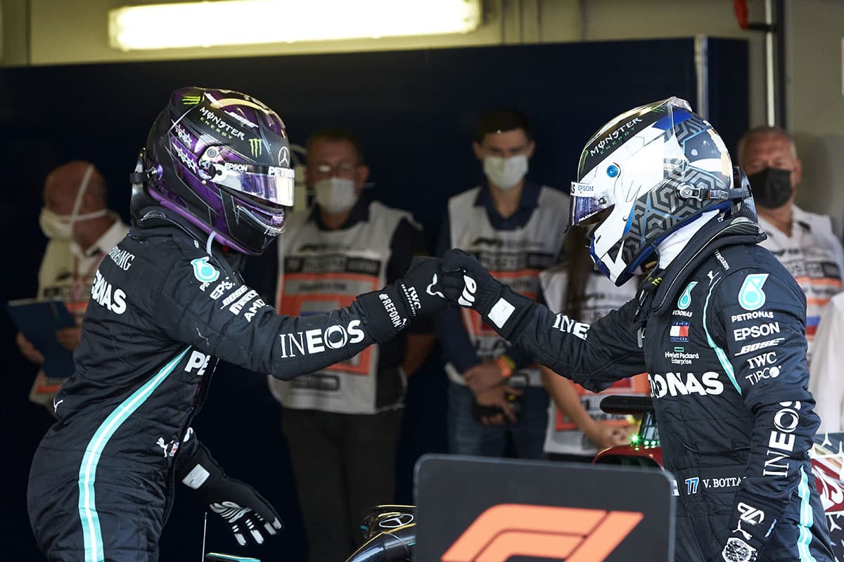 Lewis Hamilton und Valtteri Bottas Credit: S. Etherington/Mercedes