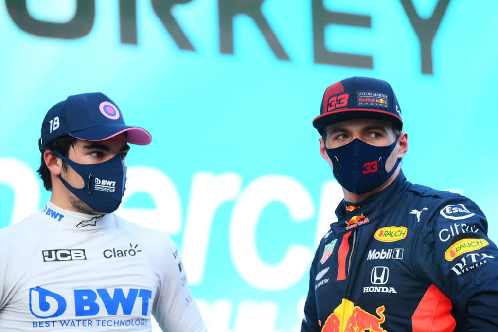 Lance Stroll mit Max Verstappen