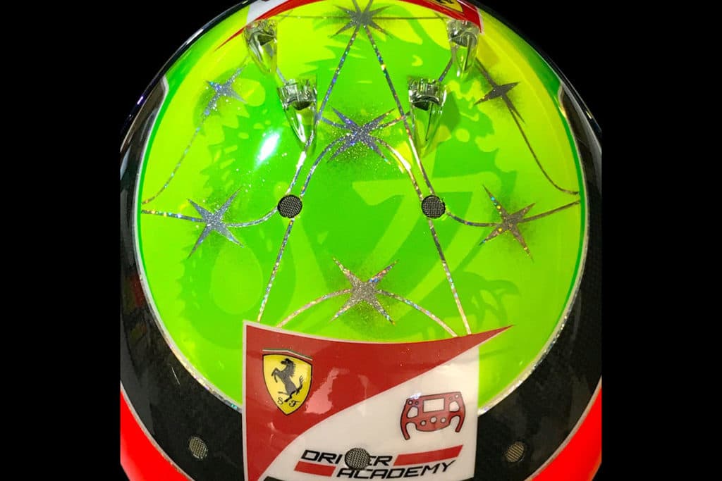 Mick Schumacher Formel 2 Helm 2002. Credit: Jens Munser Designs