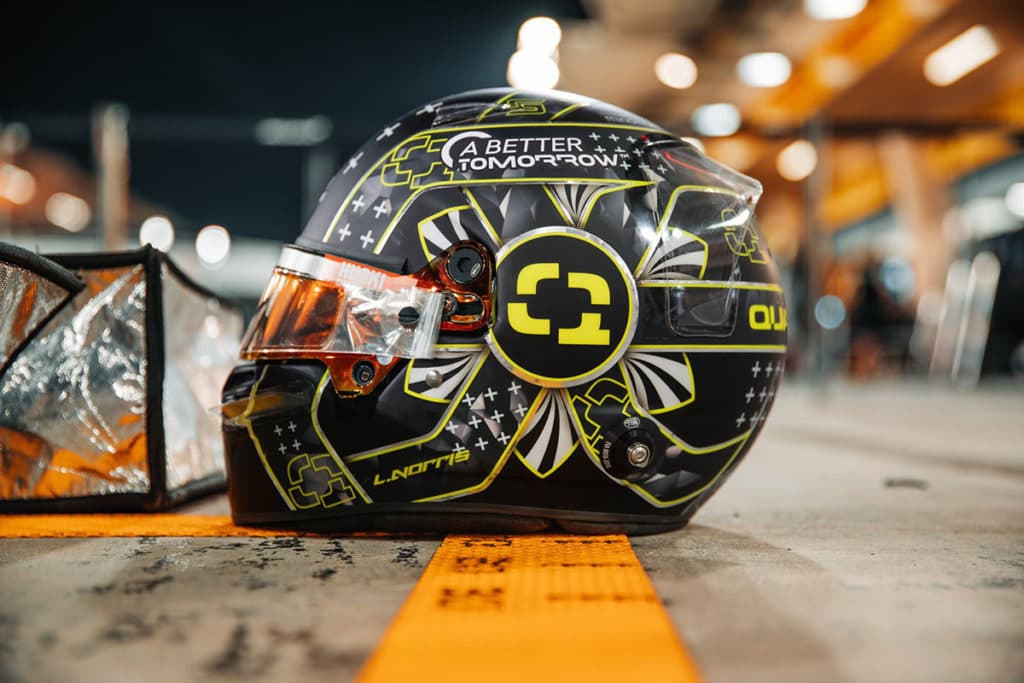 Lando Norris Helm Bahrain 2020. Credit: Norris / Twitter