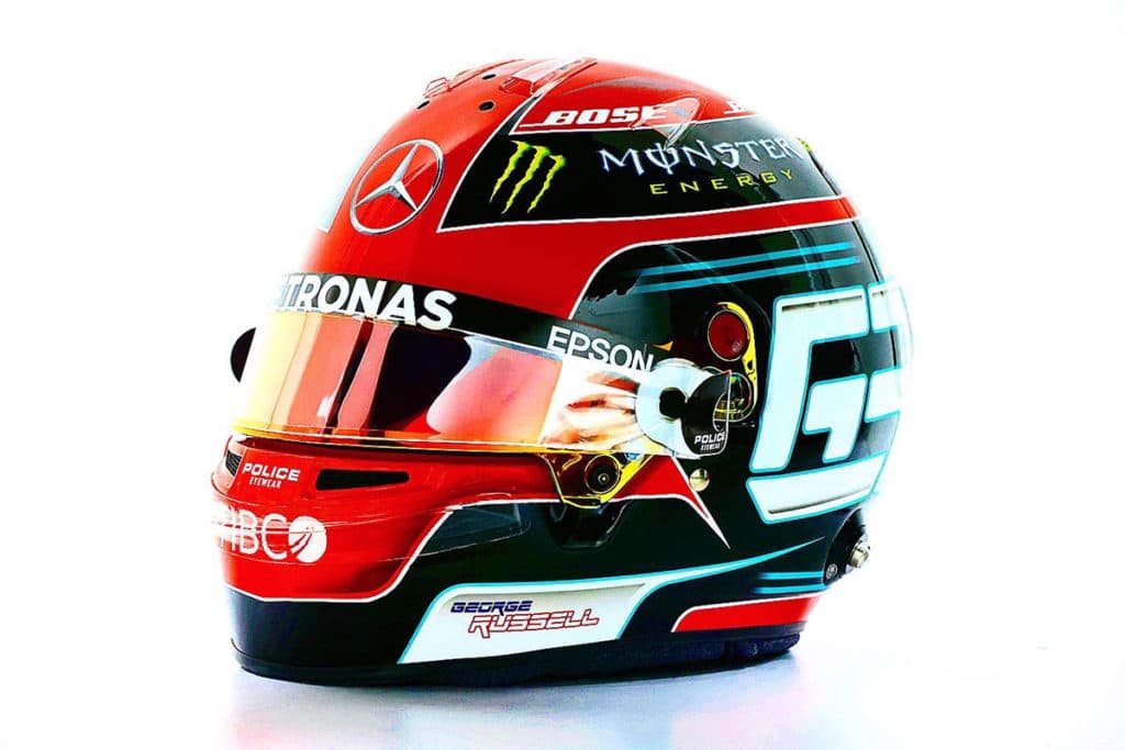 George Russell Helm Sakhir 2020. Credit: Mercedes