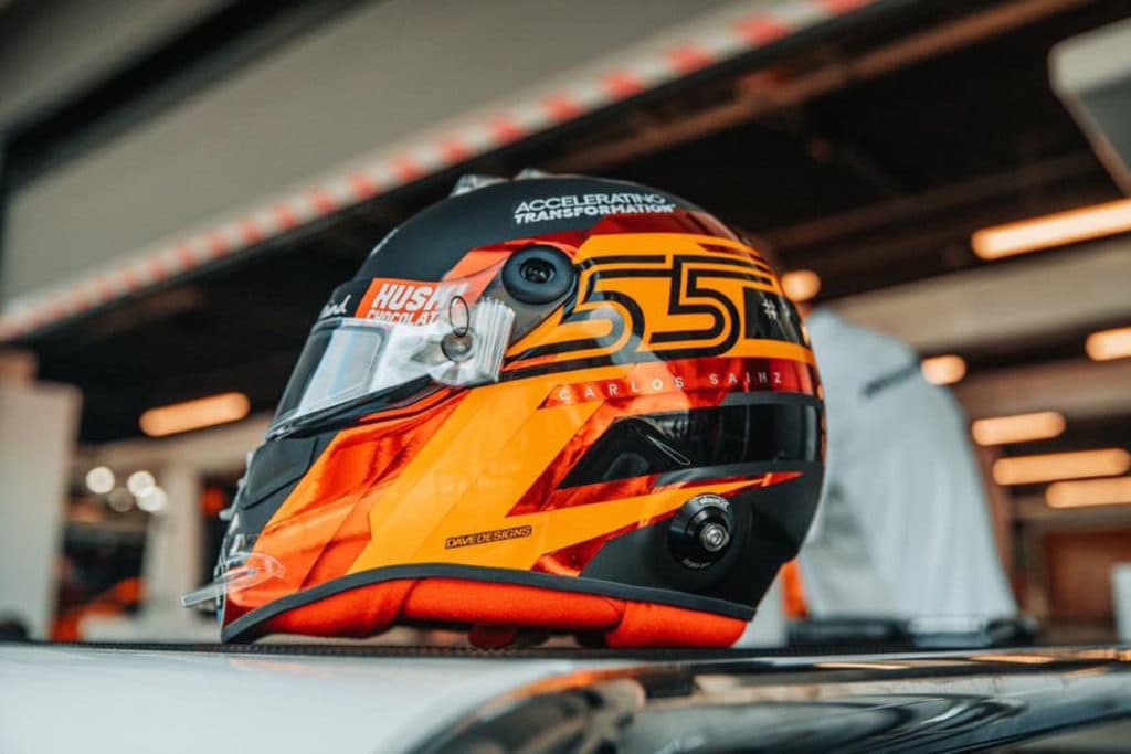 Carlos Sainz Barcelona Helm 2020. Credit: Sainz/Twitter