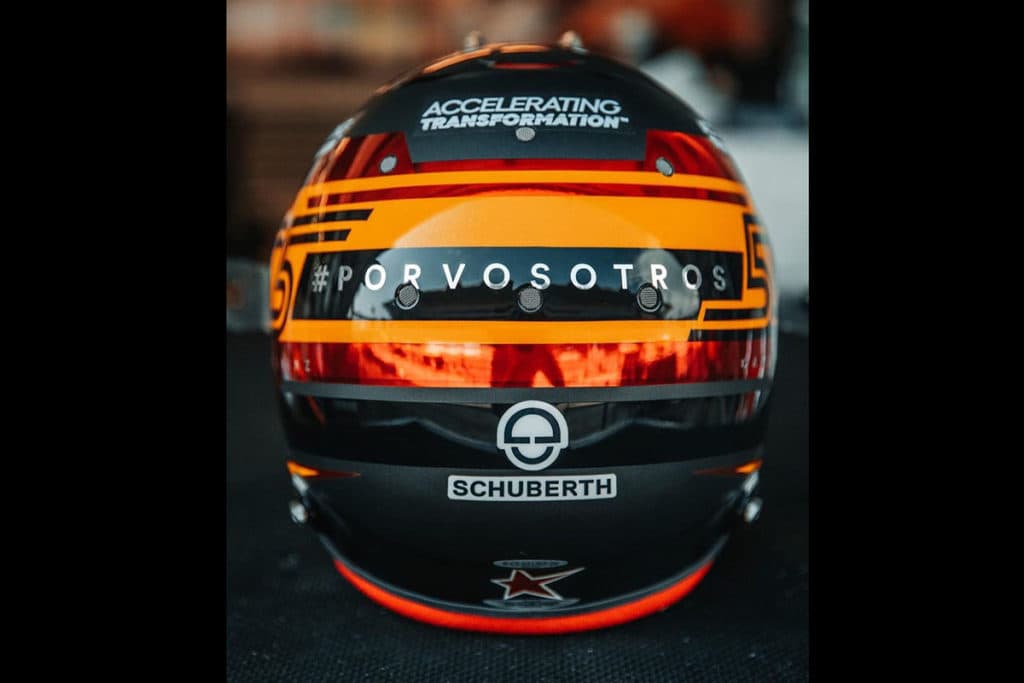 Carlos Sainz Barcelona Helm 2020. Credit: Sainz/Twitter