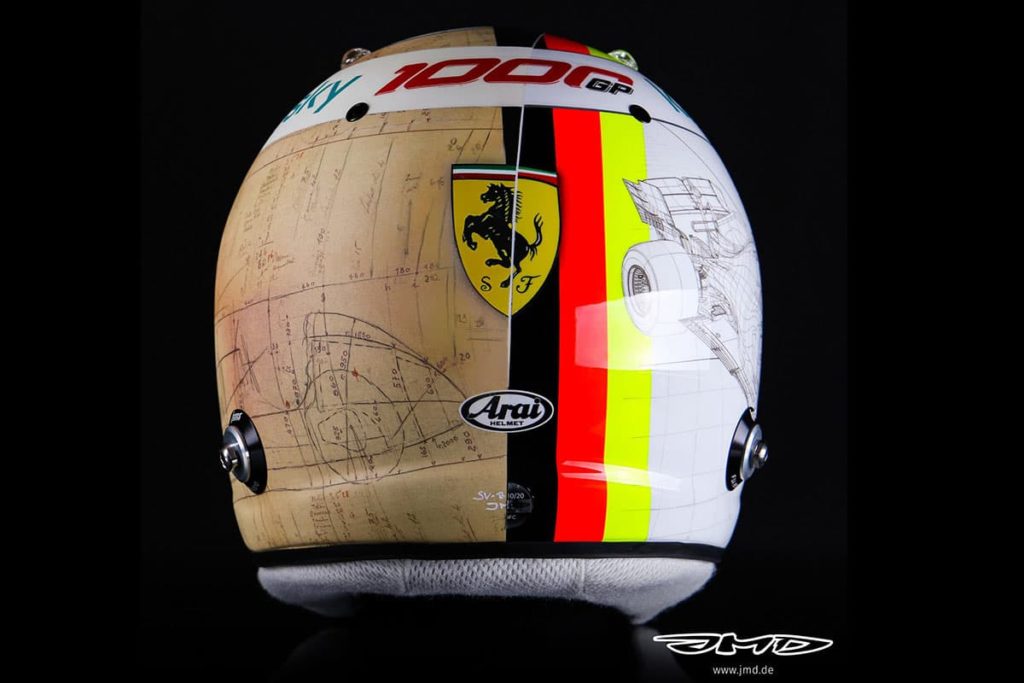 Sebastian Vettel Helm Mugello 2020. Credit: Jens Munser Designs
