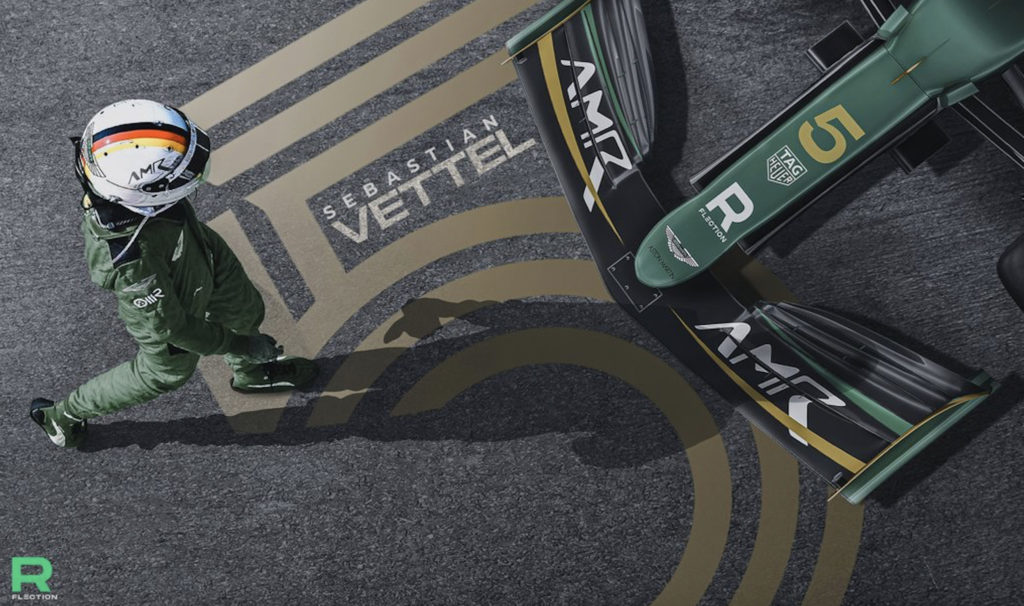 Vettel Aston Martin. Credit: @Rflection1/Twitter