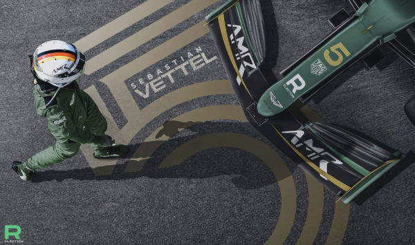 Vettel Aston Martin. Credit: @Rflection1/Twitter