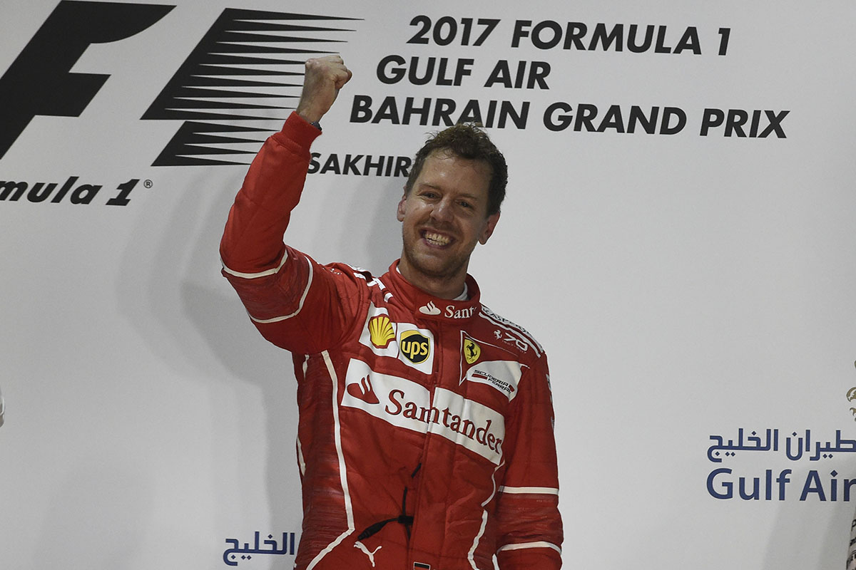 Formel 1 Sebastian Vettel Ferrari 2017 Bahrain GP Sieger
