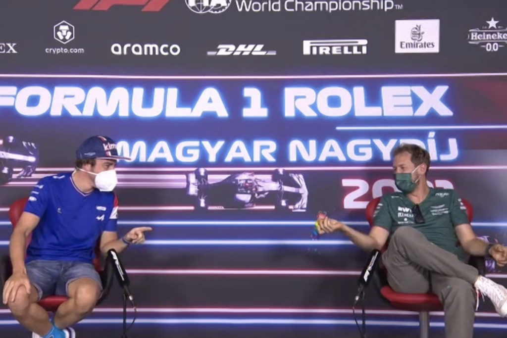 Sebastian Vettel und Fernando Alonso Ungarn GP 2021 PK