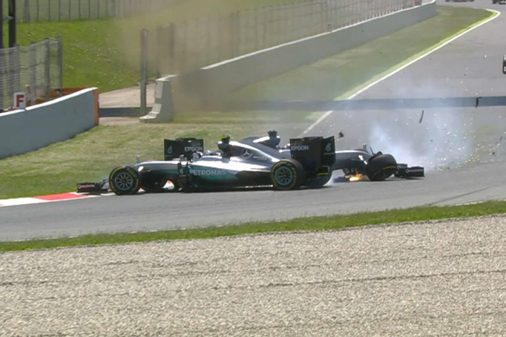 Formel 1 Hamilton Rosberg Crash Barcelona 2014