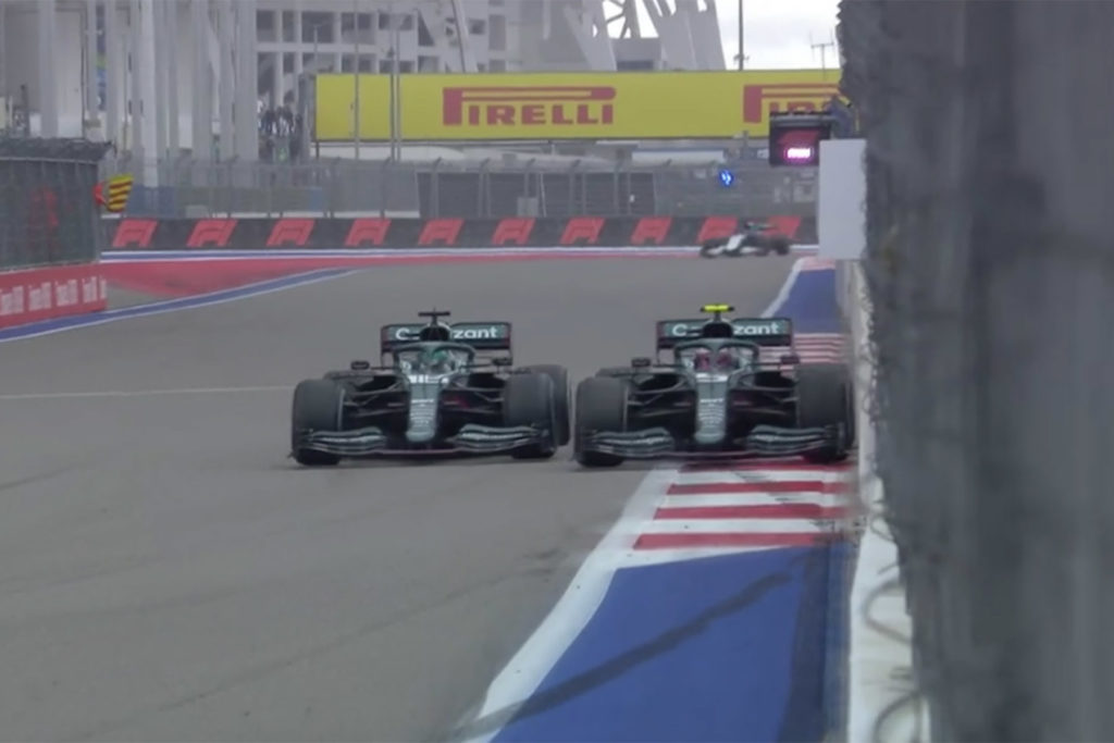 Formel 1 Stroll Vettel Aston Martin Russland GP Crash