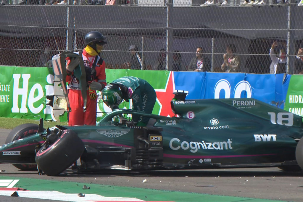 Formel 1 Lance Stroll Aston Martin Quali Mexico Crash