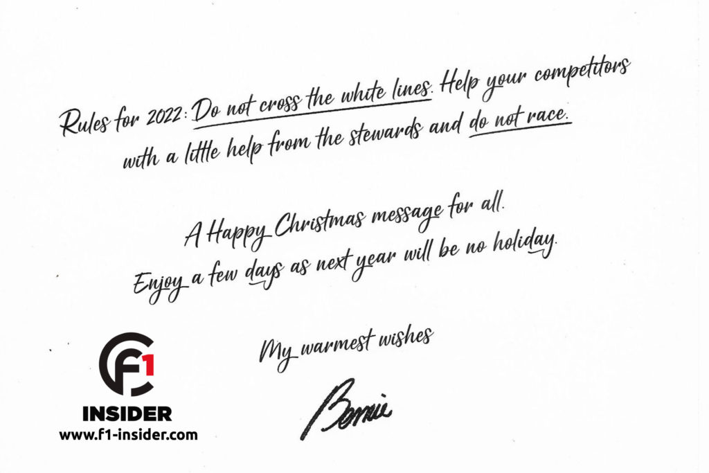 Bernie Ecclestone Weihnachtskarte 2021 Formel 1 christmas card