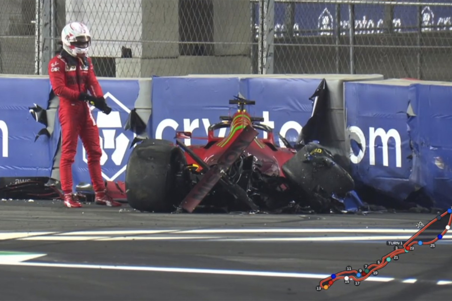 Formel 1 Charles Leclerc Ferrari Saudi Arabien GP FP2 Crash 3 2