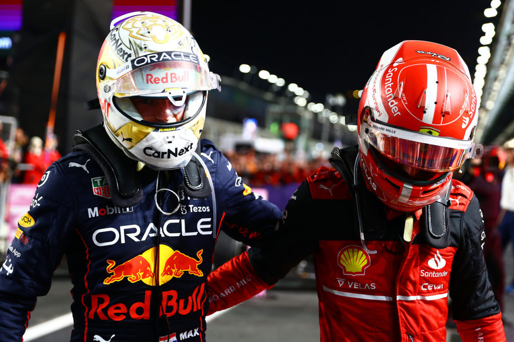 Formel 1 Max Verstappen und Charles Leclerc Red Bull Ferrari Saudi Arabia GP 2022