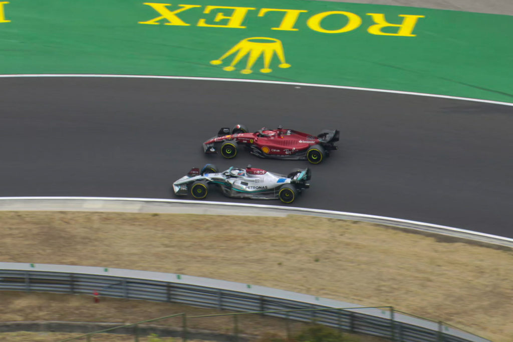 Formel 1 Russell Mercedes Leclerc Ferrari Ungarn 2022