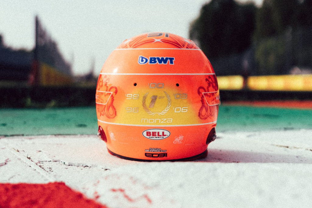 Formel 1 Ocon Michael Schumacher Helm Monza 2022