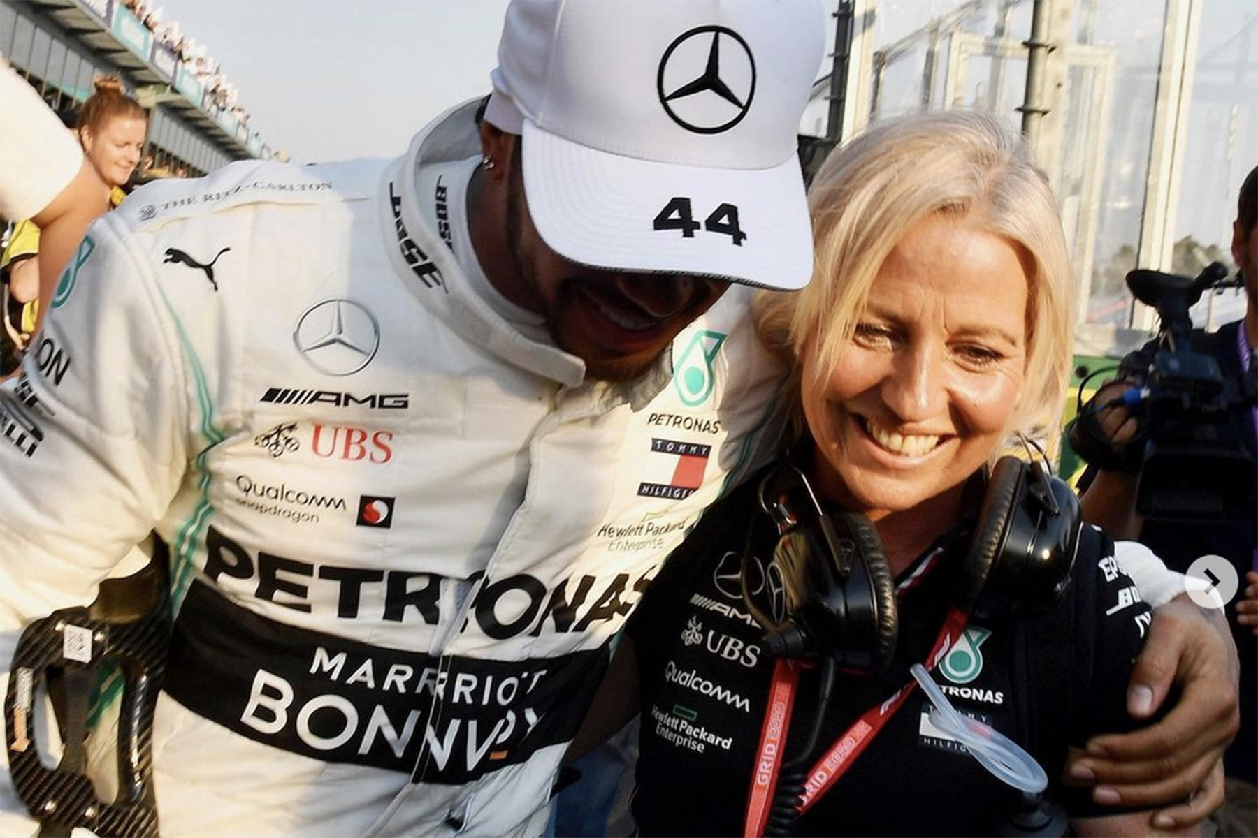 Lewis Hamilton und Angela Cullen. Credit: Hamilton/Instagram
