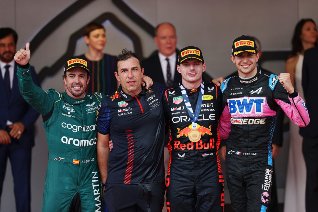 Formel 1 Monaco Podest Alonso Verstappen Ocon 2023
