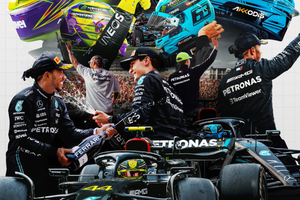 Formel 1 Lewis Hamilton George Russell Mercedes Collage 2023
