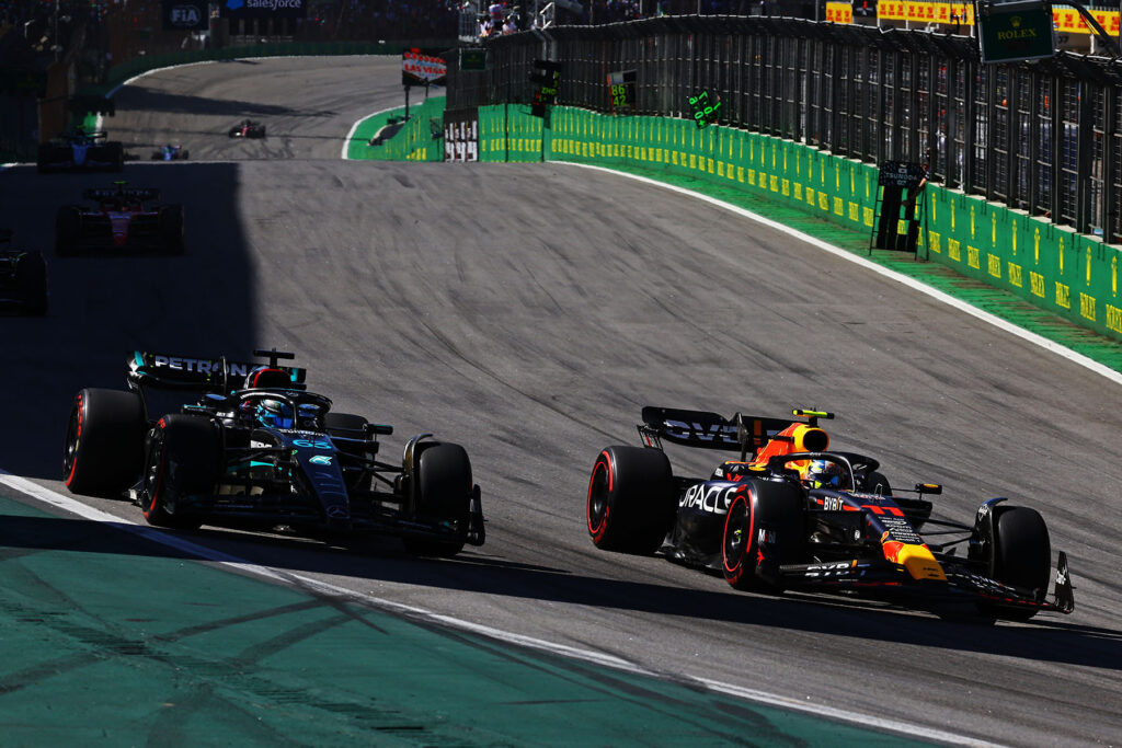 Formel 1 Sergio Perez und George Russell Sao Paulo 2023