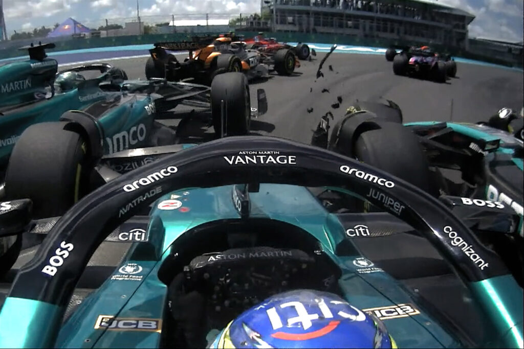 Formel 1 Miami Sprint Crash Hamilton Alonso Stroll Norris 2024