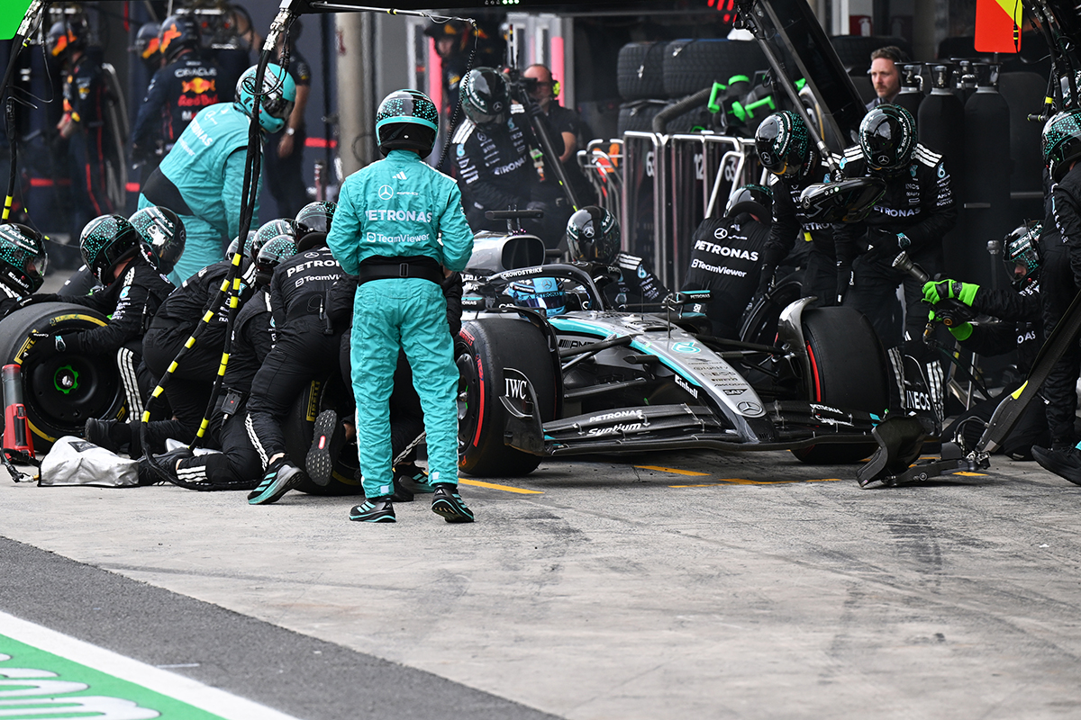 Formel 1 George Russell Mercedes Pit Stop 2025