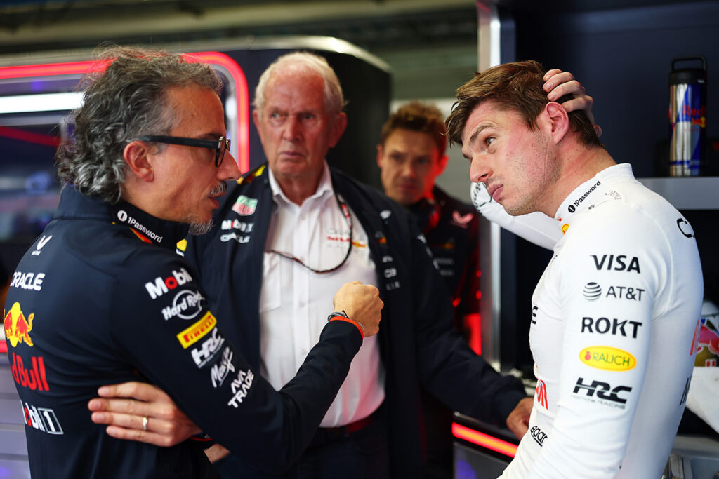 Formel 1 Laurent Mekies, Max Verstappen und Dr. Helmut Marko Red Bull Brasilien 2025