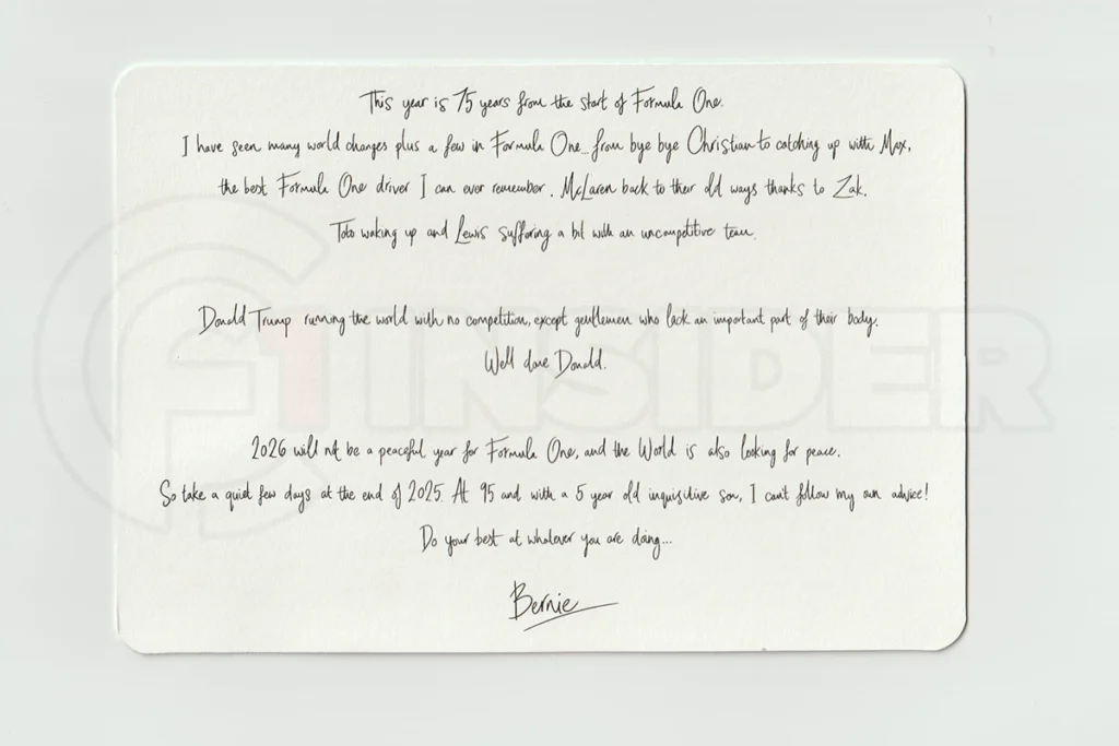 Bernie Ecclestone, Weihnachtskarte 2025